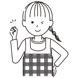 女性応援ポーズ（モノクロ）