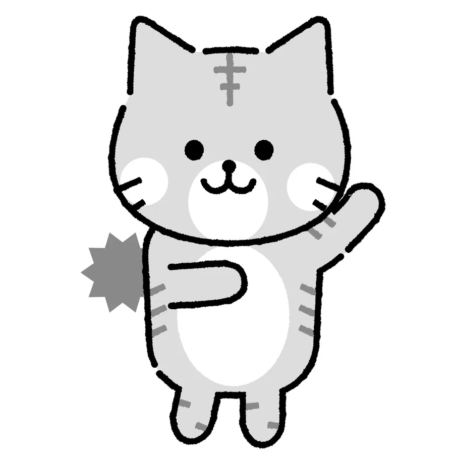 ねこおまかせポーズ(モノクロ)