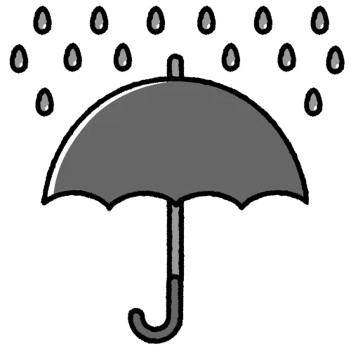 傘と雨(モノクロ)